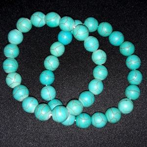 LENOX Turquoise Howlite Chrysocolla Genuine Stone..standard..Ocean Teal